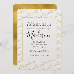 Invitation Gold Glam Eyelashes Anniversaire