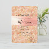 Invitation Gold Glam Girly Peach rose Blush Empreinte de léop (Debout devant)