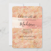 Invitation Gold Glam Girly Peach rose Blush Empreinte de léop (Devant)