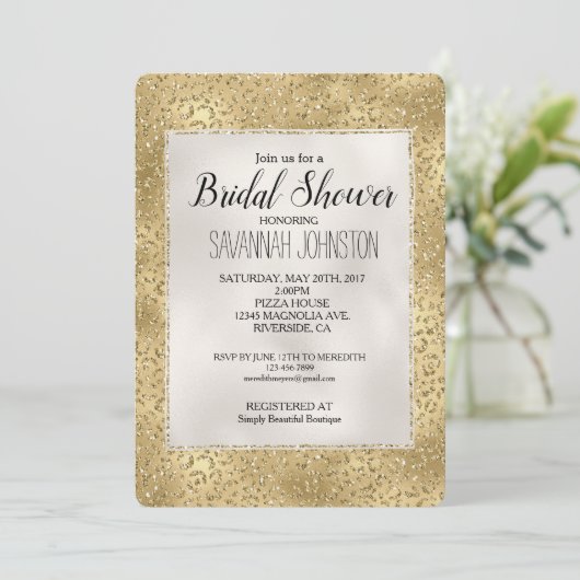 Invitation Gold Glam Glitzy Parties scintillant Empreinte de (Debout devant)