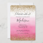 Invitation Gold Glam Glitzy Sparkle Parties scintillant Pink  (Devant)