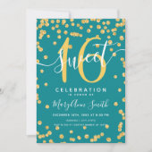 Invitation Gold Glam Parties scintillant Confetti 16e anniver