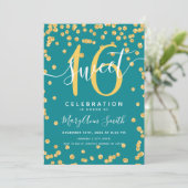Invitation Gold Glam Parties scintillant Confetti 16e anniver