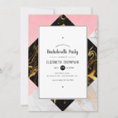 Invitation Gold Glam Parties scintillant Marbre Bachelorette  (Devant)