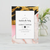 Invitation Gold Glam Parties scintillant Marbre Bachelorette  (Debout devant)