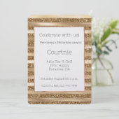 Invitation Gold Glam Parties scintillant rayures Anniversaire (Debout devant)