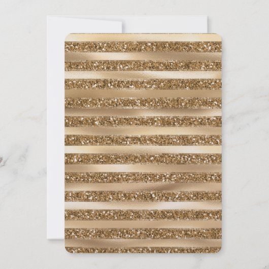 Invitation Gold Glam Parties scintillant rayures Anniversaire (Dos)