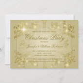 Invitation Gold Glam Parties scintillant Snowflake Fête de No (Devant)
