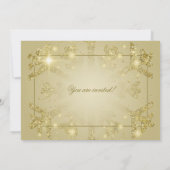 Invitation Gold Glam Parties scintillant Snowflake Fête de No (Dos)