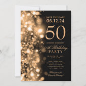 Invitation  Gold Glam Save The Date 50th Birthday Party (Devant)