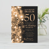 Invitation  Gold Glam Save The Date 50th Birthday Party (Debout devant)