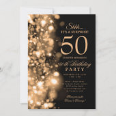 Invitation  Gold Glam Surprise 50th Birthday Party (Devant)