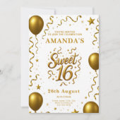 Invitation Gold Glam Sweet 16 Birthday Party (Devant)