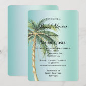 Invitation Gold Glam Tropical Palm Tree Fête des mariées (Devant / Derrière)