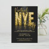 Invitation Gold Glam Virtual New Years Eve Party (Debout devant)