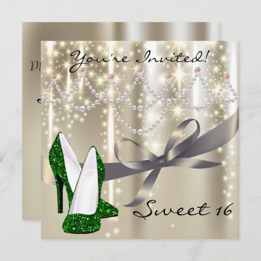 Invitation Gold Glimmer Parties scintillant Emerald Chaussure (Devant / Derrière)