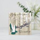 Invitation Gold Glimmer Turquoise Parties scintillant Chaussu (Debout devant)