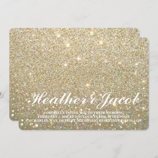 Invitation - Gold Glit Fab Mariage (Devant / Derrière)