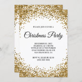 Invitation Gold Glitter Border White Christmas Party (Devant / Derrière)