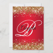 Invitation Gold Glitter Bright Red Ombre 100th Birthday (Dos)