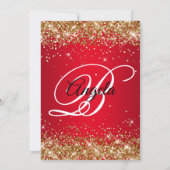 Invitation Gold Glitter Bright Red Ombre 18th Birthday (Dos)