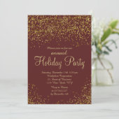 Invitation Gold glitter Burgundy confetti corporate Christmas (Debout devant)
