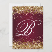 Invitation Gold Glitter Burgundy Ombre 18th Birthday (Dos)