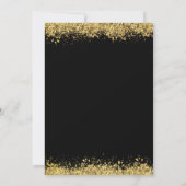 Invitation Gold Glitter Christmas Party Save Date Black card  (Dos)