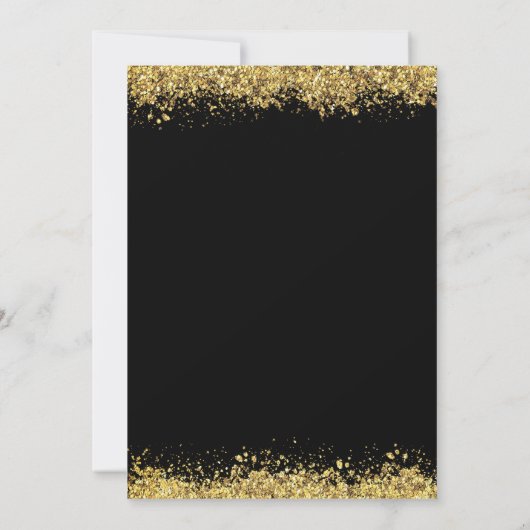 Invitation Gold Glitter Christmas Party Save Date Black card  (Dos)
