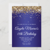 Invitation Gold Glitter Deep Blue Gradient 18th Birthday (Devant)