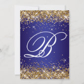 Invitation Gold Glitter Deep Blue Ombre 18th Birthday (Dos)
