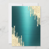 Invitation Gold Glitter Drips Green Metallic 50th Birthday (Dos)