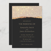 Invitation Gold Glitter Marble Black Wedding  (Devant / Derrière)