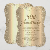 Invitation Gold Glitter Metallic 50th Wedding Anniversary (Devant / Derrière)