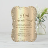 Invitation Gold Glitter Metallic 50th Wedding Anniversary (Debout devant)