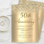 Invitation Gold Glitter Metallic 50th Wedding Anniversary
