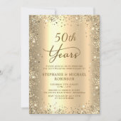 Invitation Gold Glitter Metallic 50th Wedding Anniversary (Devant)