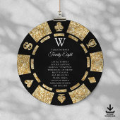 Invitation Gold Glitter Monogram Poker Chip Casino Wedding