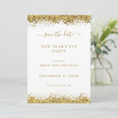 Invitation Gold Glitter New Year Eve Party Save the Date card (Debout devant)