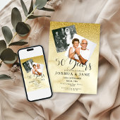 Invitation Gold Glitter Photo 50th Wedding Anniversary