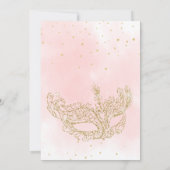 Invitation gold glitter pink masquerade mask Sweet 16 (Dos)