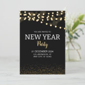 Invitation Gold Glitter String Lights New Year's Eve Party (Debout devant)
