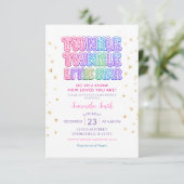 Invitation Gold Glitter Twinkle Little Star Baby Shower (Debout devant)