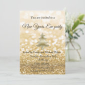 Invitation Gold Glittery New Years eve party (Debout devant)