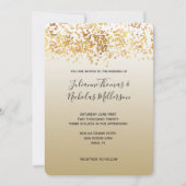 Invitation Gold Glitzy Confetti Ombre Mariage (Devant)