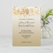 Invitation Gold Glitzy Confetti Ombre Mariage (Debout devant)
