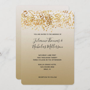 Invitation Gold Glitzy Confetti Ombre Mariage