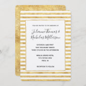 Invitation Gold Glitzy Stripes Mariage Invite (Devant / Derrière)
