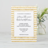 Invitation Gold Glitzy Stripes Mariage Invite (Debout devant)