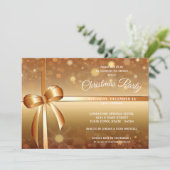 Invitation Gold Gracieux, White Ribbon Bow fête de Noël (Debout devant)